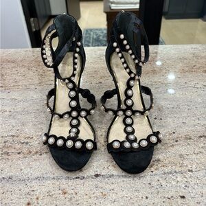 Jessica Simpson Black Pearl-Embellished Women's Sandals size 8